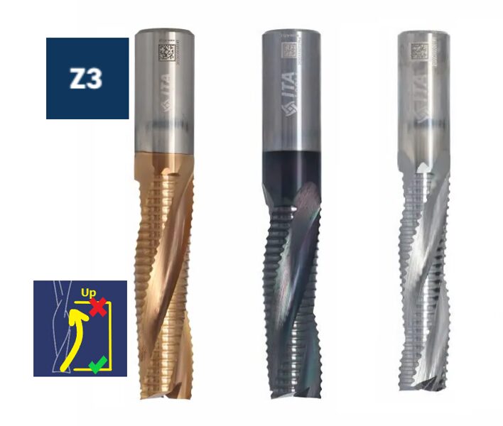 Z=3 Rupjā Spirālfrēze UpCut