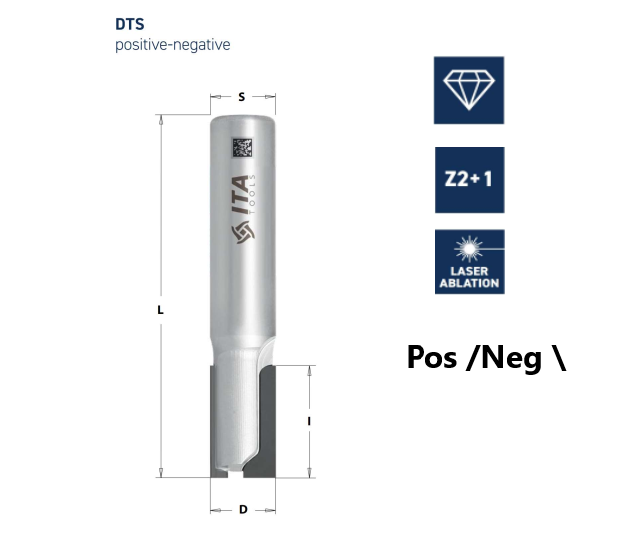PCD kāta frēze DTS Z2+1 Pos/Neg (Comp)