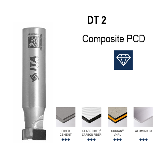 DT2 PCD kāta frēze Z=2 , Composite