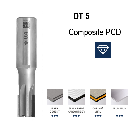 DT5 kāta frēze PCD, Z=5 , Composite