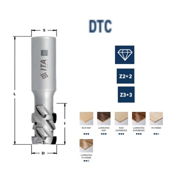 DTC kāta frēze PCD H4.5, Axial 35, Z2+2, Z3+3