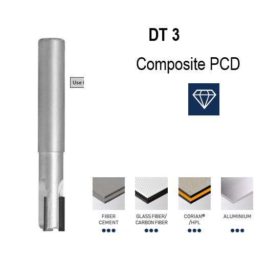 DT3 kāta frēze PCD, Z=3 , Composite
