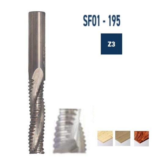 SF01 Spirālfrēze rupjā, UpCut ( RH vai LH ) Wood Roghing