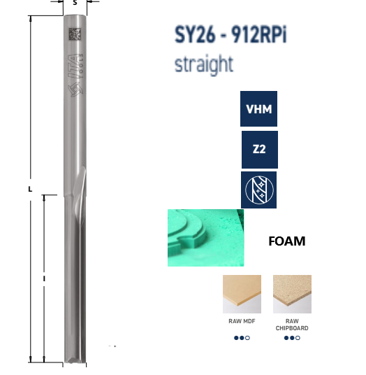 SY26 Taisnā kāta frēze Z2, pulēts RH