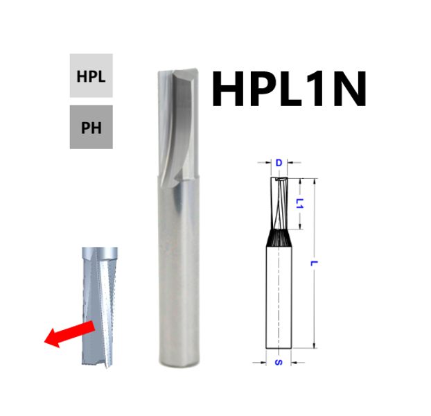 Kompozīta frēze Typ: HPL1N, DownCut , Z2materiālam HPL, PH